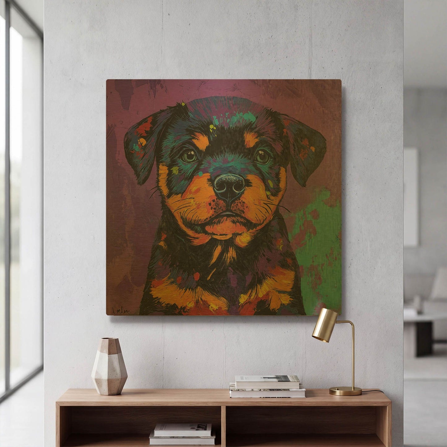 'Woof Rottweiler' By Rich Monet Gold Metal Wall Art