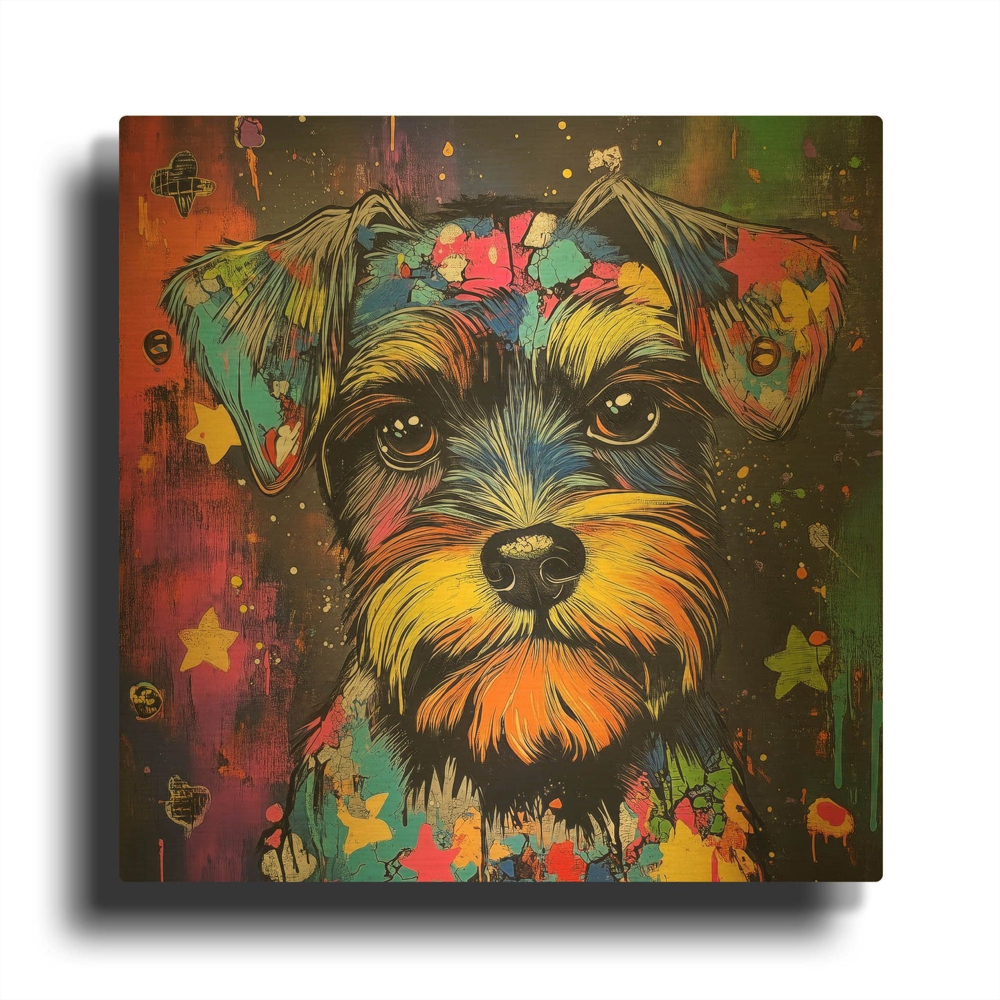 'Woof Schnauzer' By Rich Monet Gold Metal Wall Art