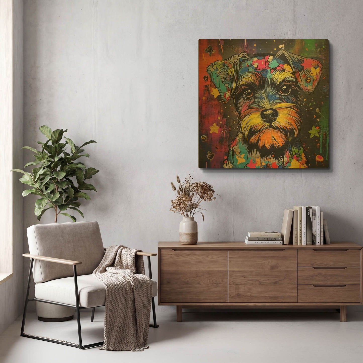 'Woof Schnauzer' By Rich Monet Gold Metal Wall Art