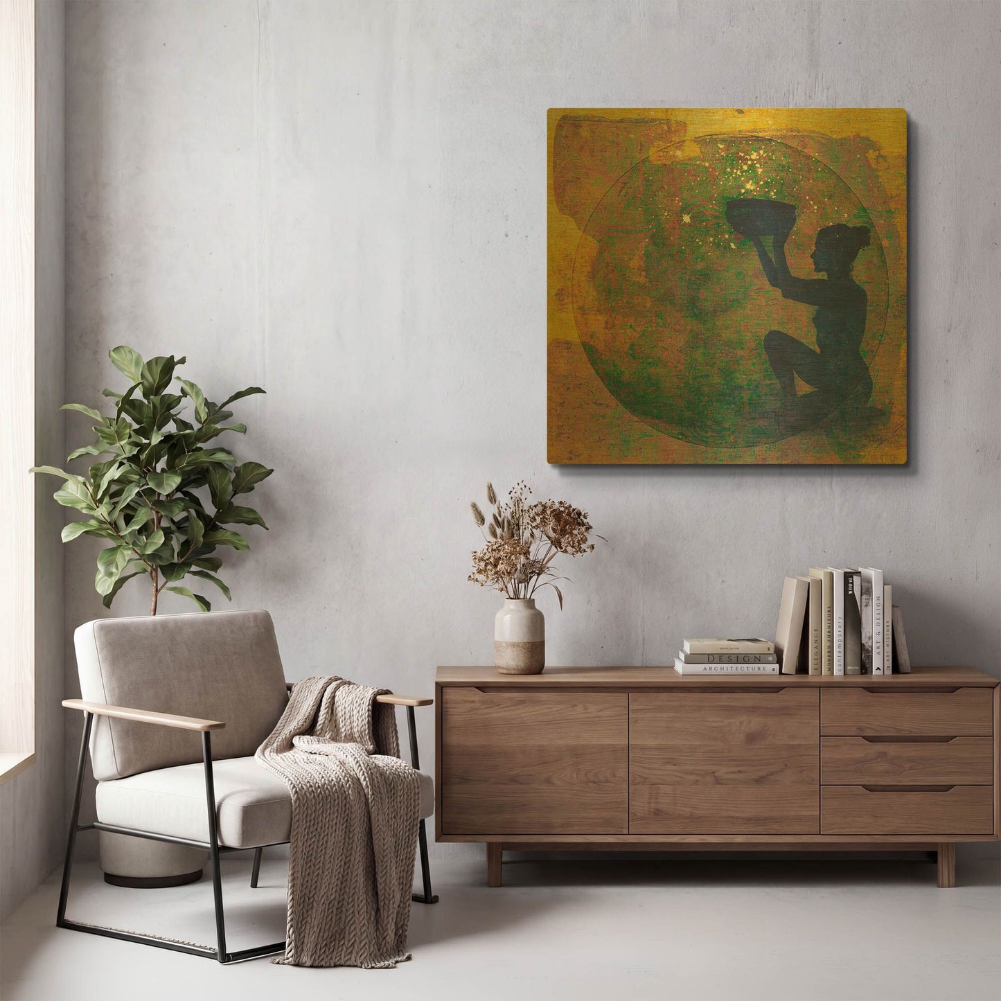'Vessel of Cosmic Creativity' By Elena Ray Gold Metal Wall Art
