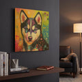 'Woof Siberian Huskie' By Rich Monet Gold Metal Wall Art
