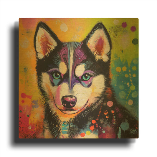 'Woof Siberian Huskie' By Rich Monet Gold Metal Wall Art