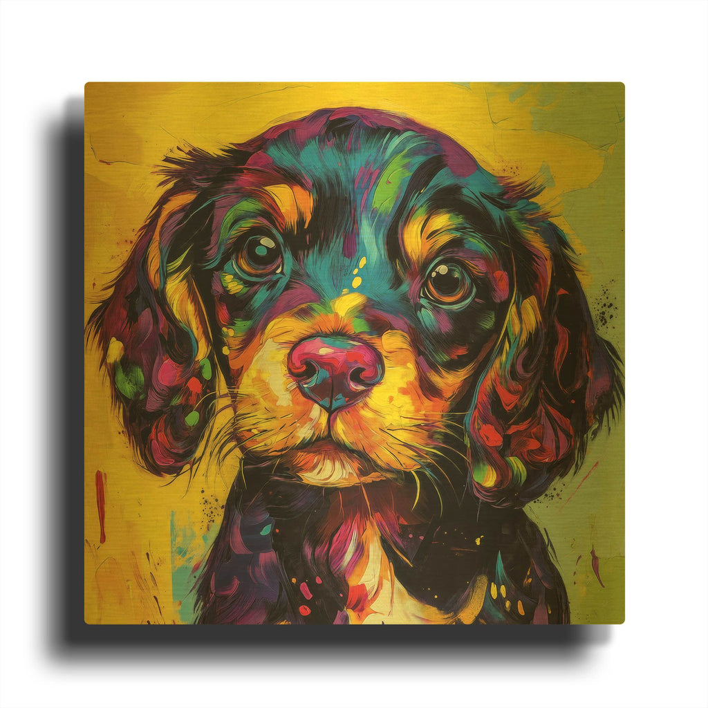 'Woof Spaniel' By Rich Monet Gold Metal Wall Art