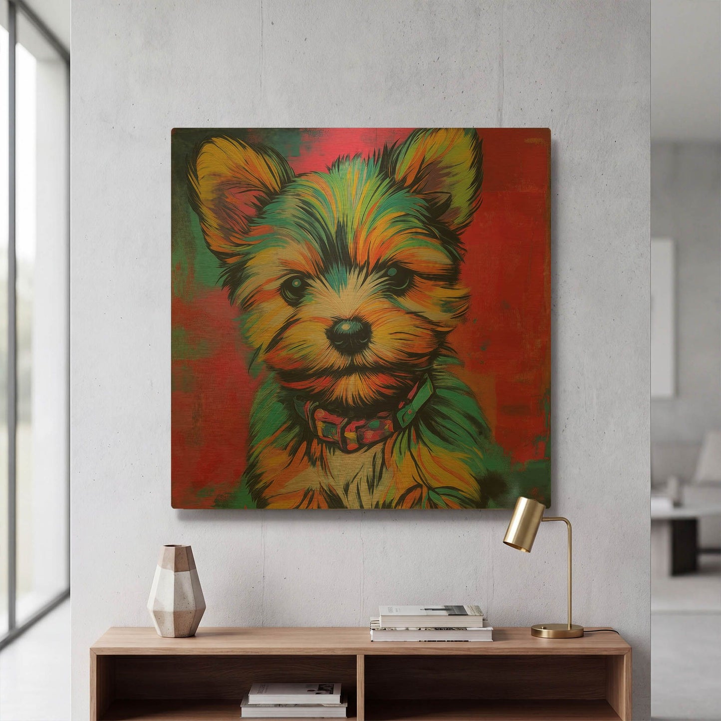'Woof Yorkshire Terrier' By Rich Monet Gold Metal Wall Art