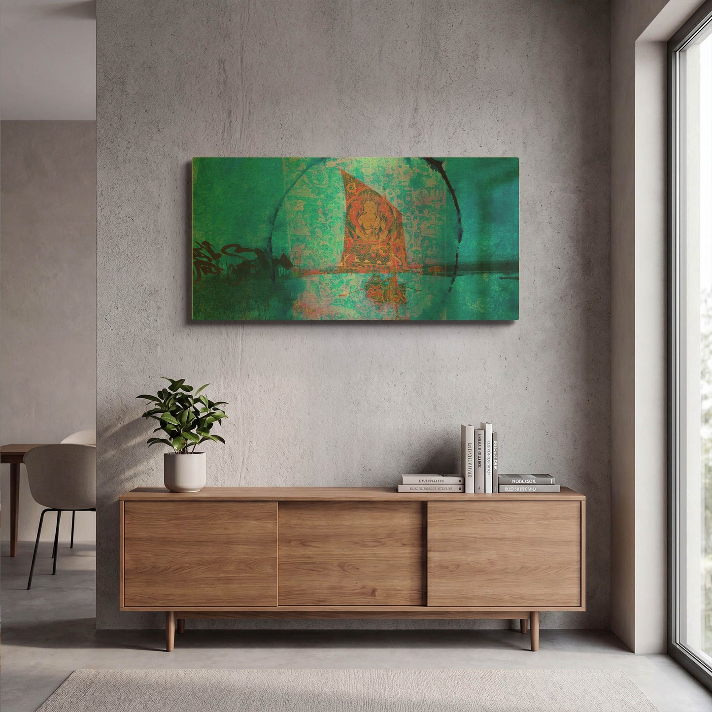 'Buddhist Sailboat' By Elena Ray Gold Metal Wall Art