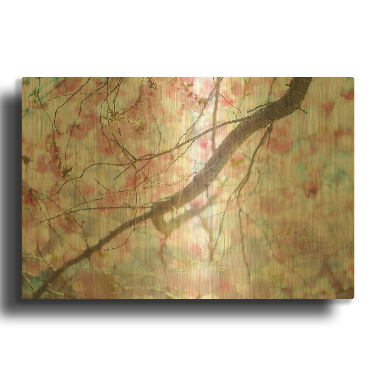 'Branch Blossoms' By Carrie Ann Grippo-Pike Gold Metal Wall Art