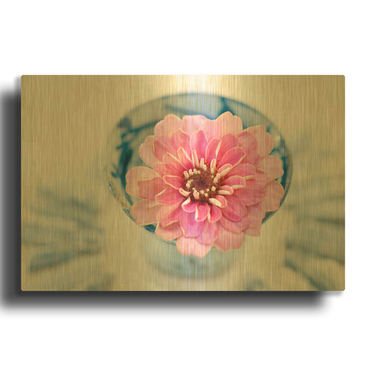 'Pink Flower In A Sake Cup' By Elena Ray Gold Metal Wall Art