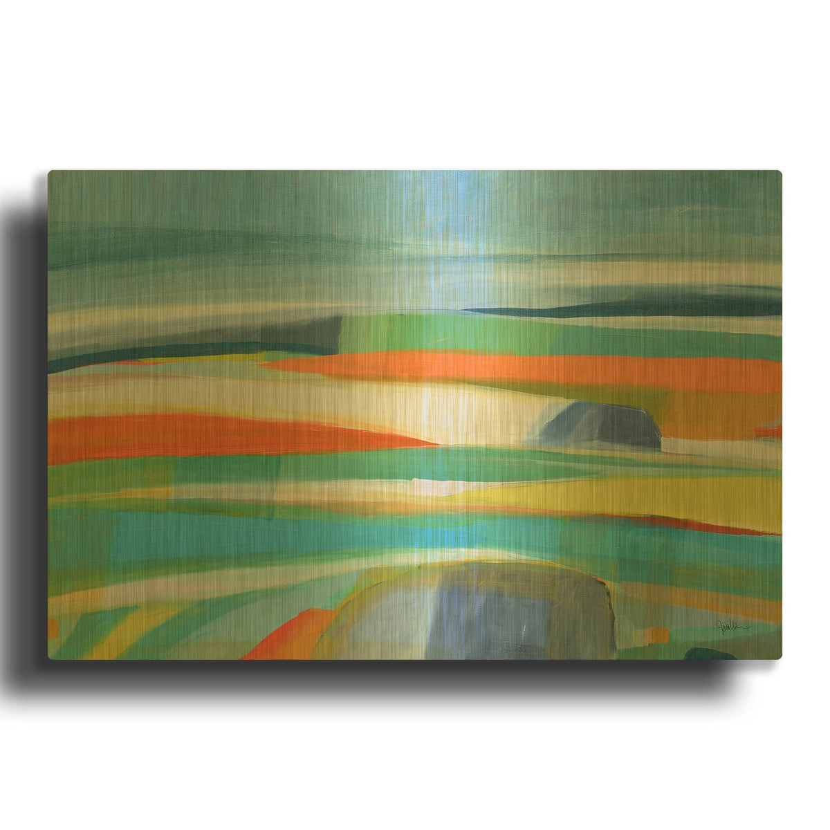 'Drifting Horizons No. 1' By Jan Weiss Gold Metal Wall Art
