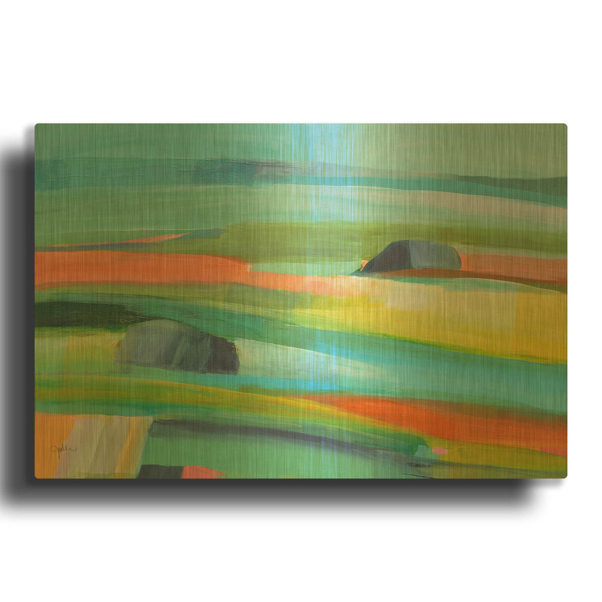 'Drifting Horizons No. 2' By Jan Weiss Gold Metal Wall Art