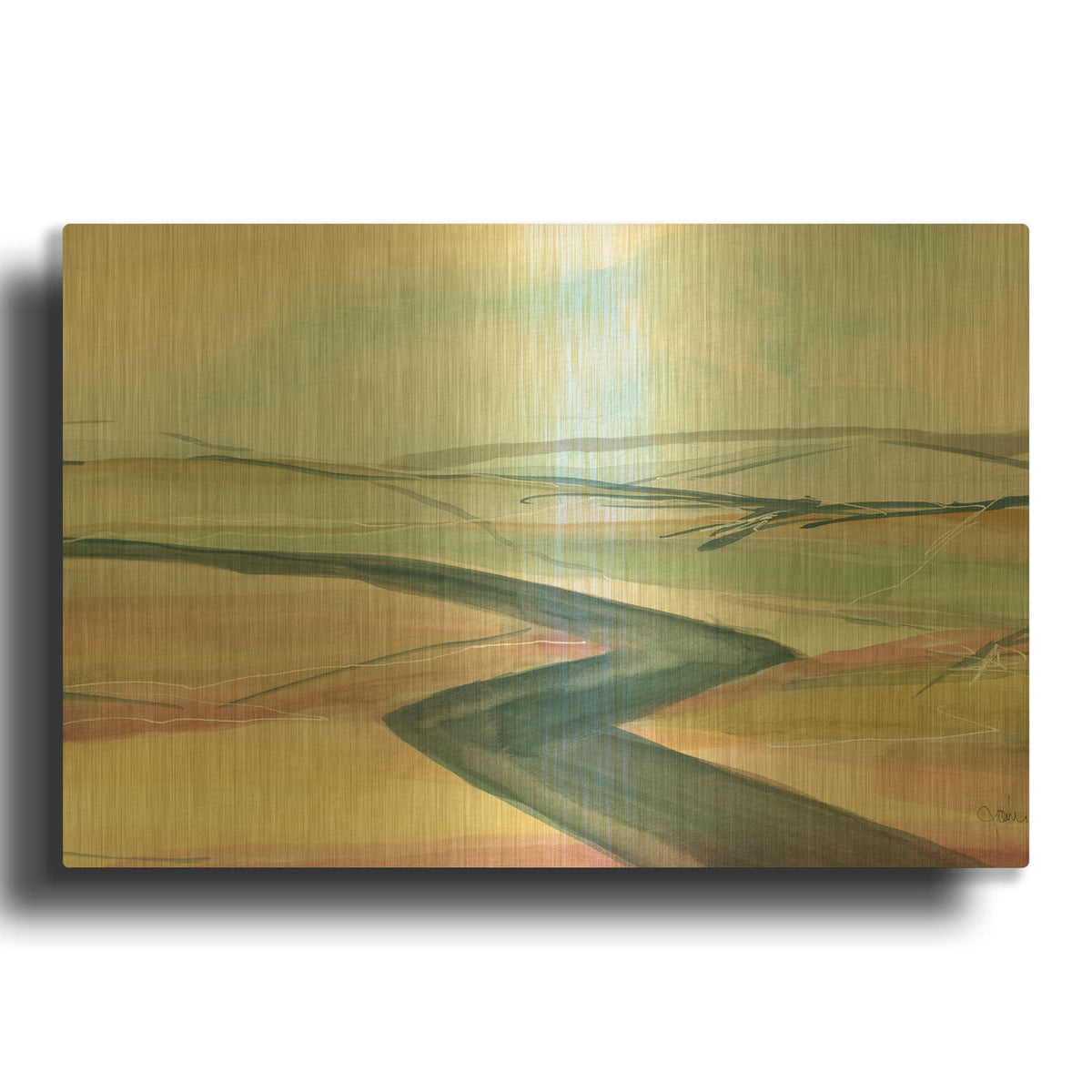 'Soft Wanderings 1' By Jan Weiss Gold Metal Wall Art