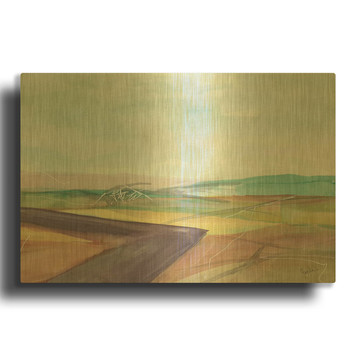'Soft Wanderings 2' By Jan Weiss Gold Metal Wall Art