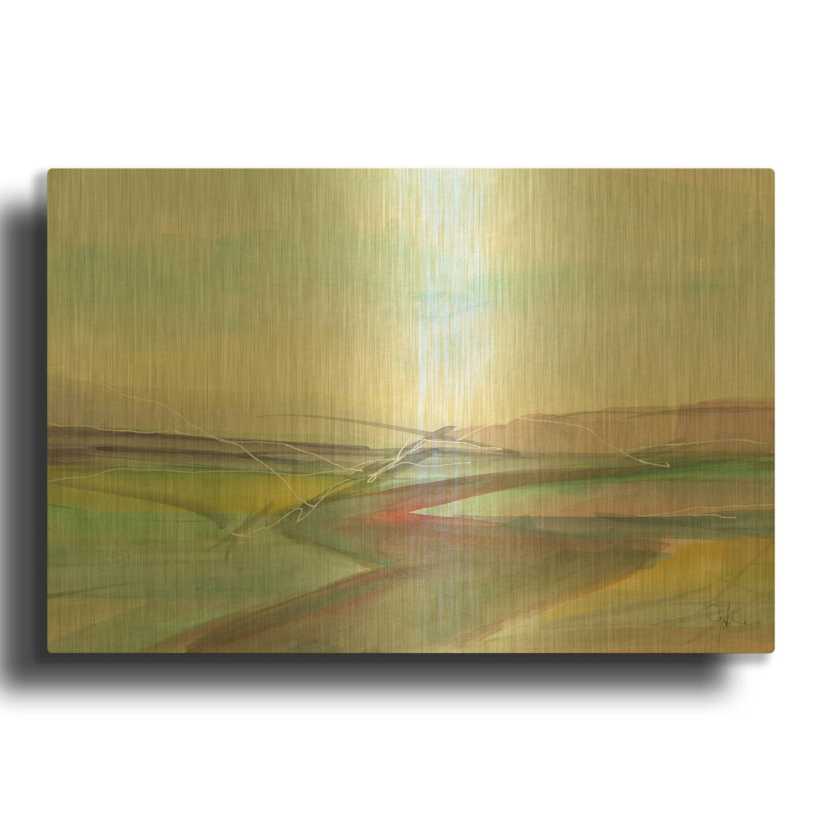 'Soft Wanderings 3' By Jan Weiss Gold Metal Wall Art