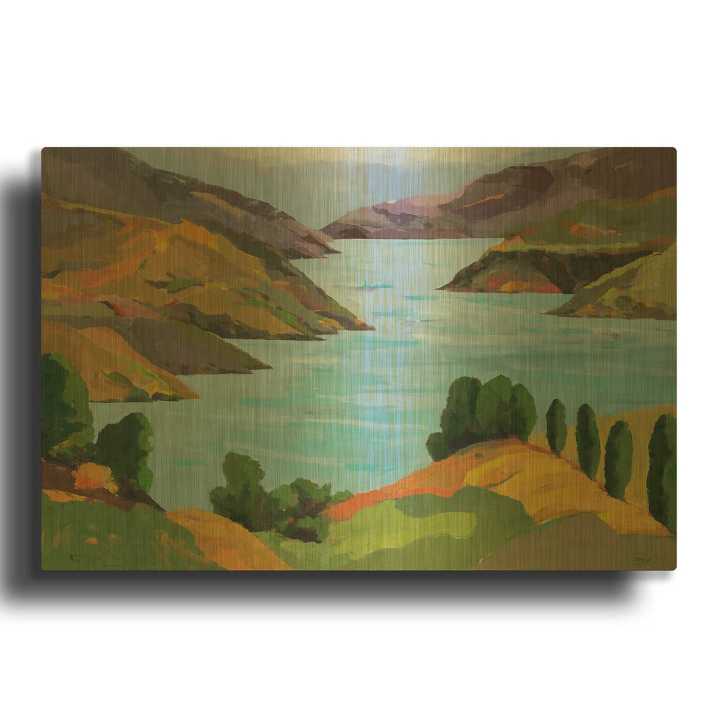'Akaroa Sound' By Jenny Wantuch Gold Metal Wall Art