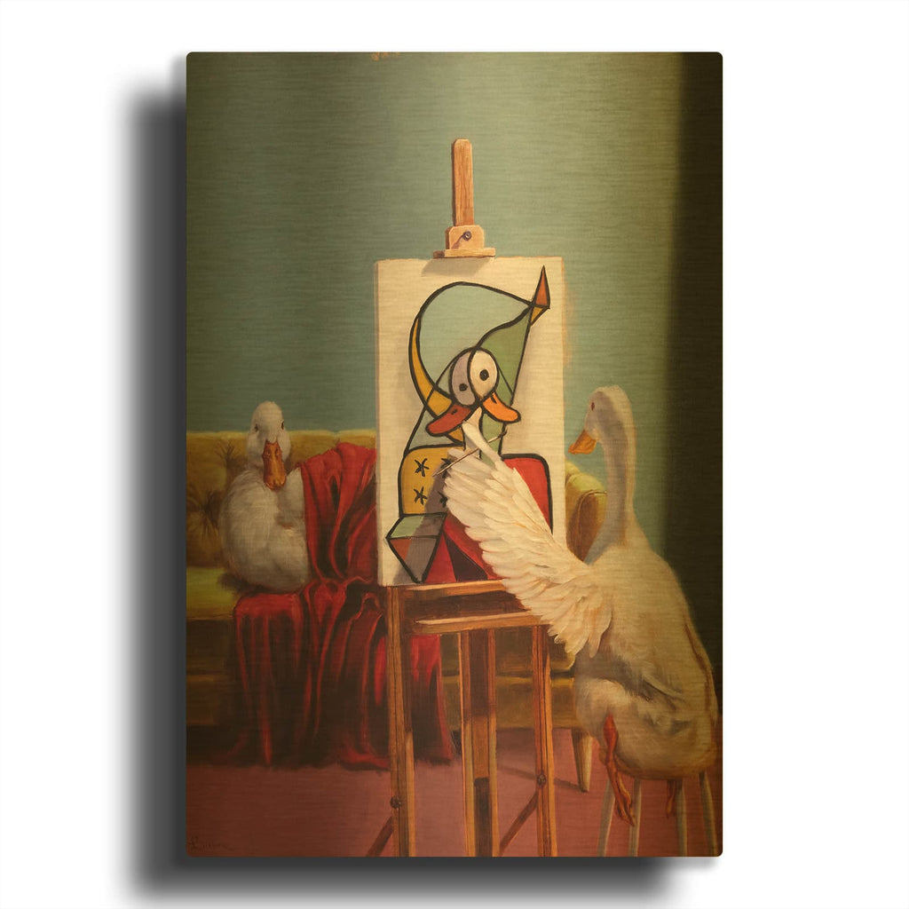 'Duckcasso' By Lucia Heffernan Gold Metal Wall Art