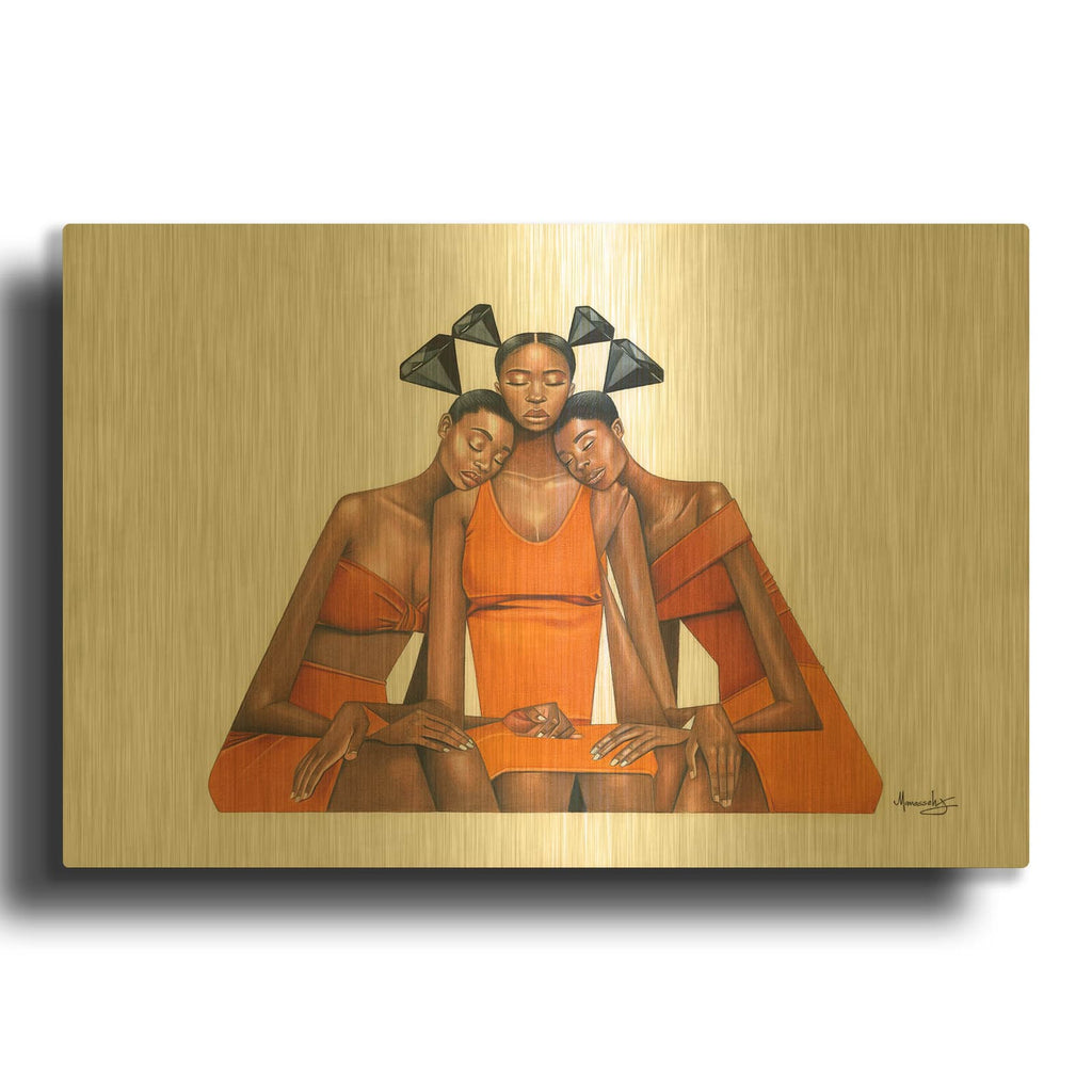 'Black Diamond Sisterhood' By Manasseh Johnson Sr Gold Metal Wall Art