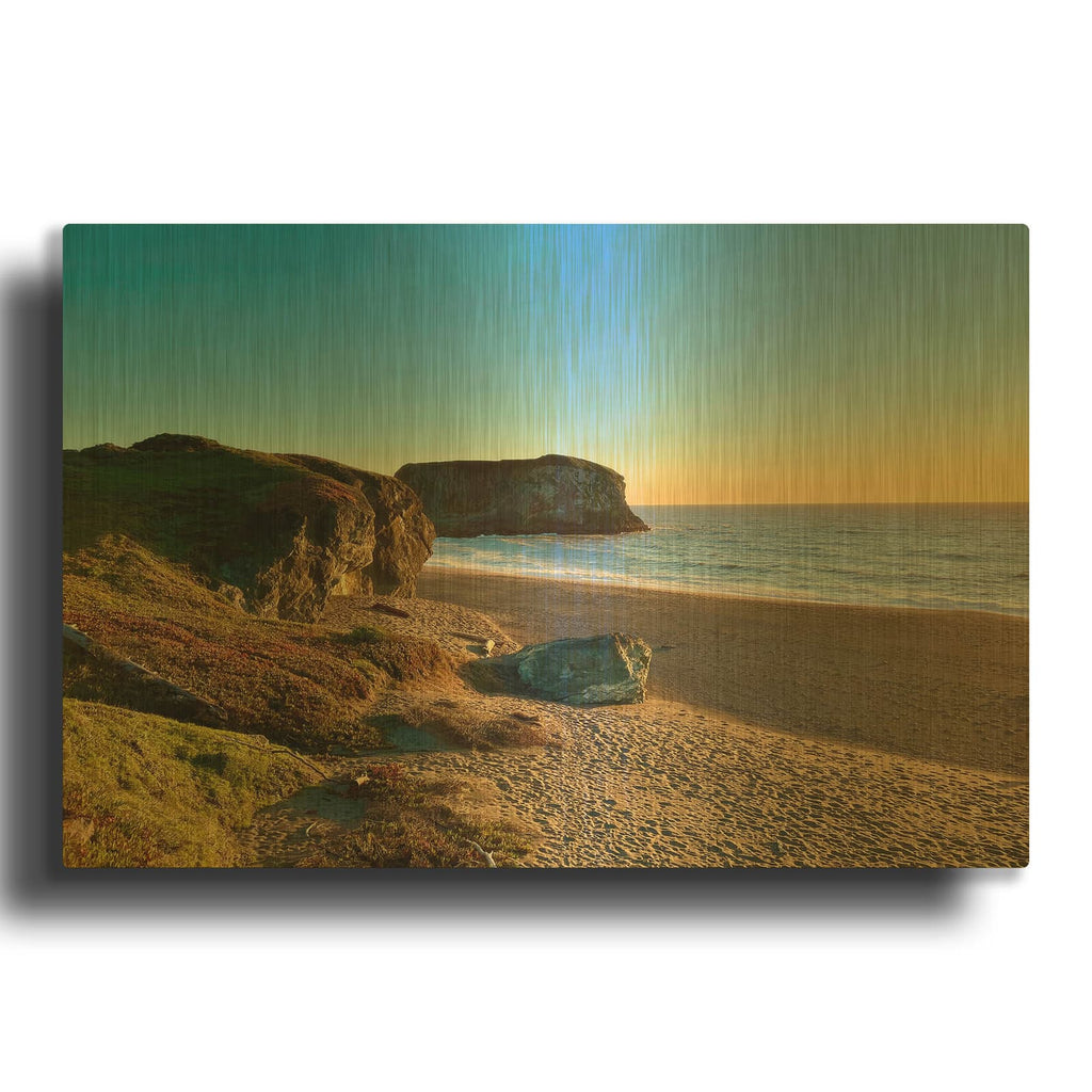'Goat Rock Beach' By Nicole Dell Gold Metal Wall Art
