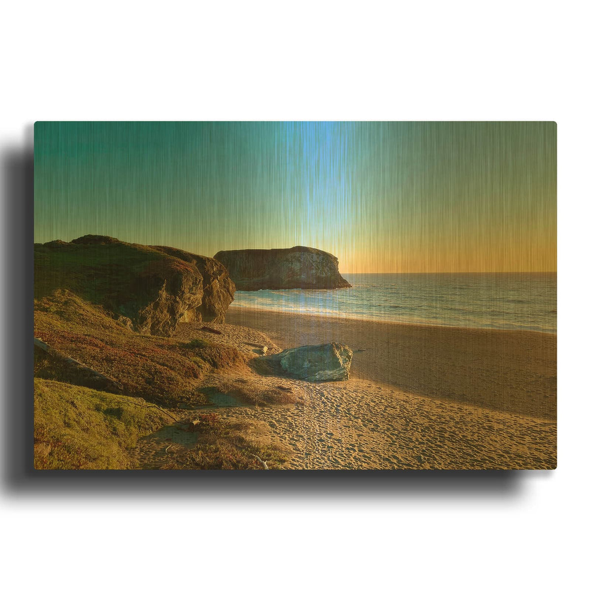 'Goat Rock Beach' By Nicole Dell Gold Metal Wall Art