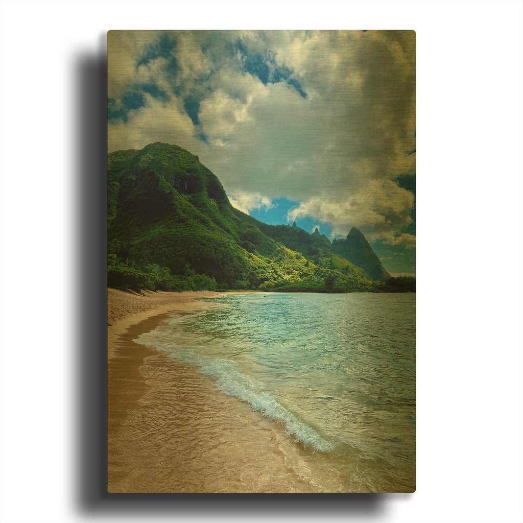 'Tunnels Beach' By Nicole Dell Gold Metal Wall Art