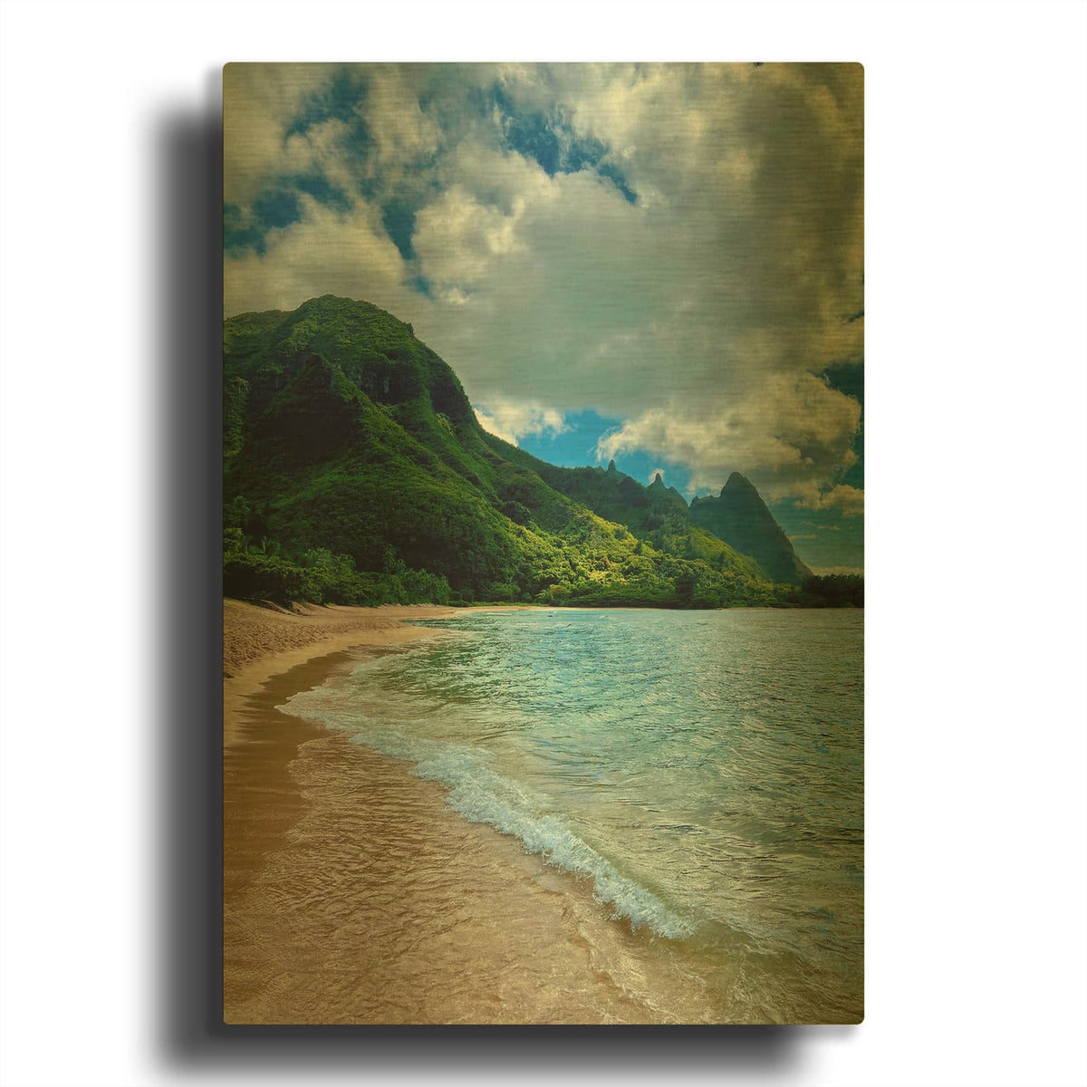 'Tunnels Beach' By Nicole Dell Gold Metal Wall Art