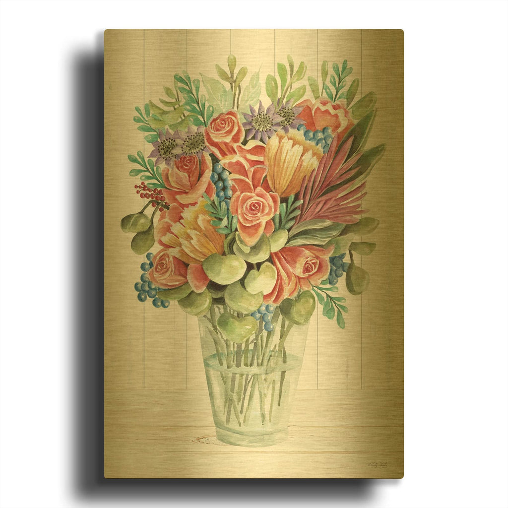 'Petal Pals' By Cindy Jacobs Gold Metal Wall Art