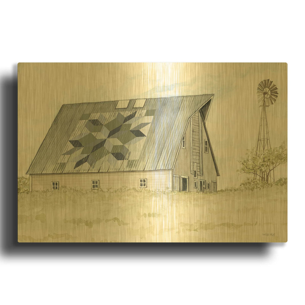 'Wheat Creek Barn' By Cindy Jacobs Gold Metal Wall Art