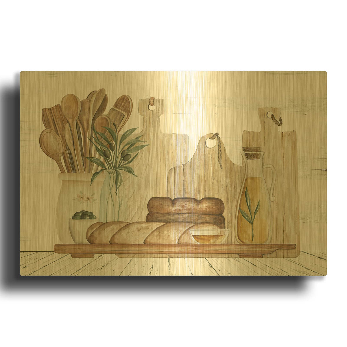 'Tuscan Bread Board' By Cindy Jacobs Gold Metal Wall Art