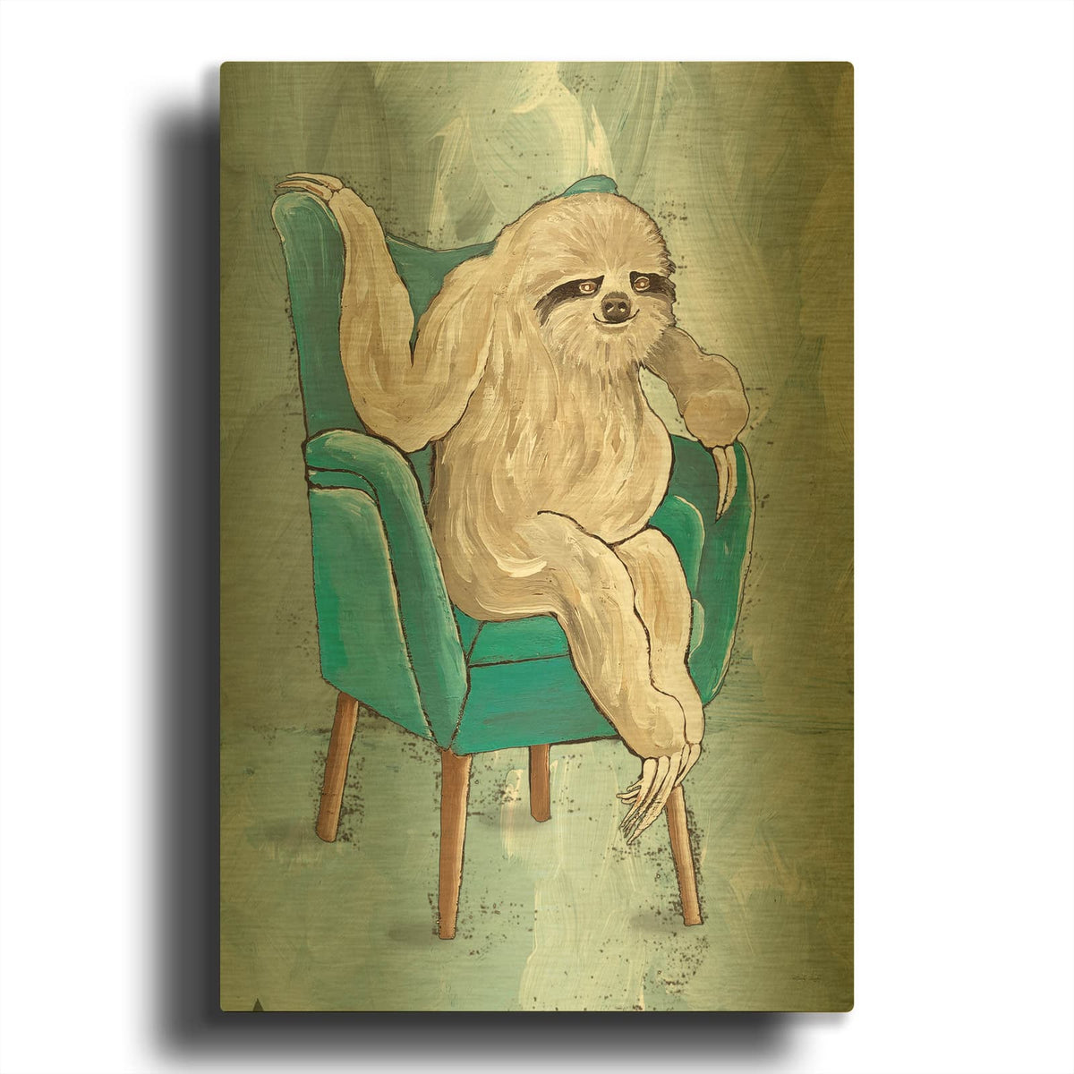 'Chill Sloth 1' By Cindy Jacobs Gold Metal Wall Art