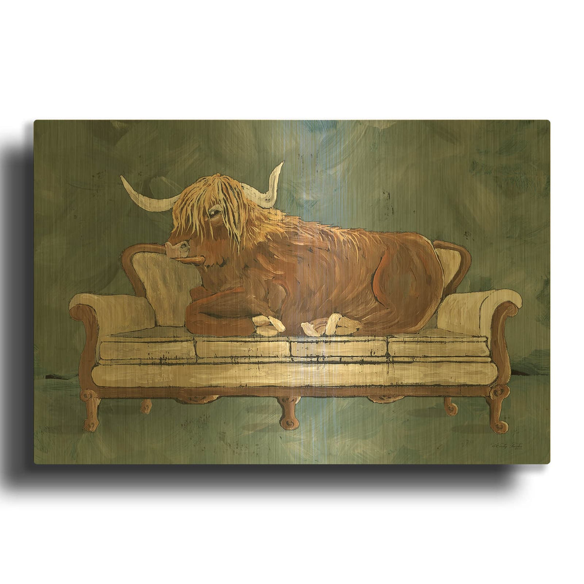 'Cowches 3' By Cindy Jacobs Gold Metal Wall Art