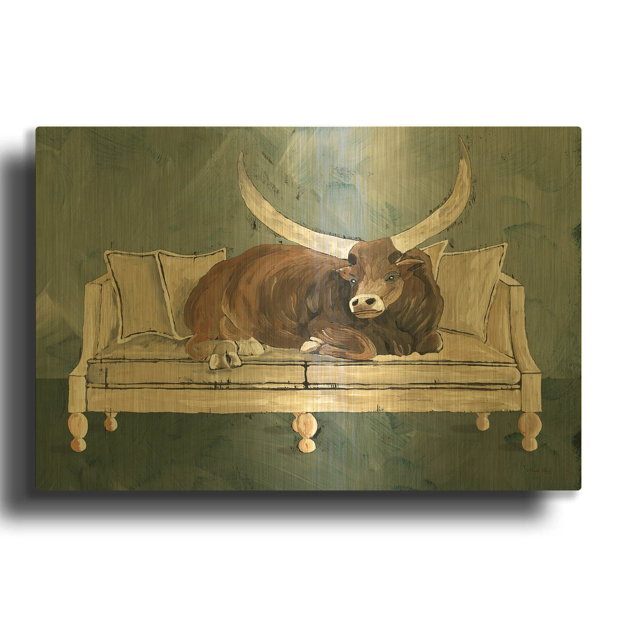 'Cowches 2' By Cindy Jacobs Gold Metal Wall Art