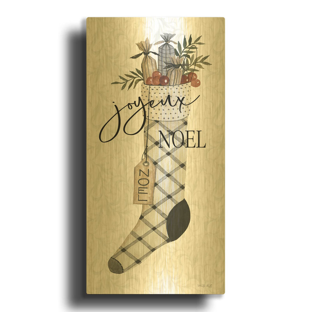 'Noel Stocking' By Cindy Jacobs Gold Metal Wall Art