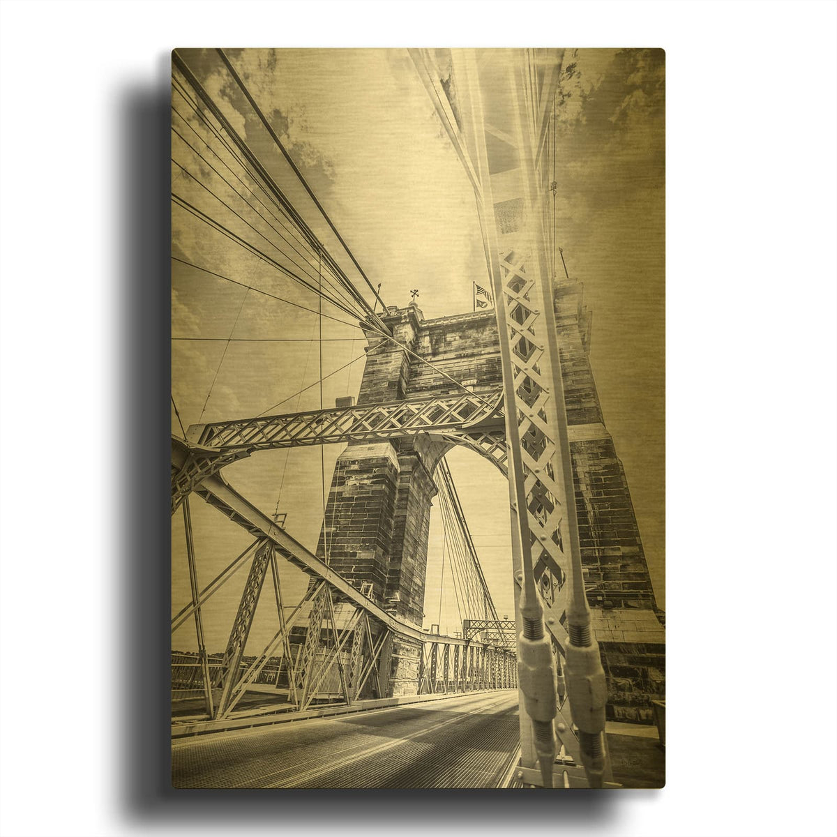'Bridge View 1' By Donnie Quillen Gold Metal Wall Art