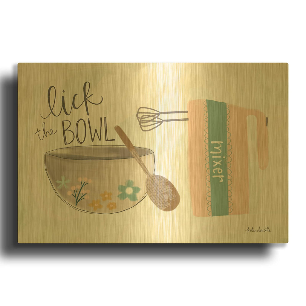 'Lick The Bowl' By Katie Doucette Gold Metal Wall Art