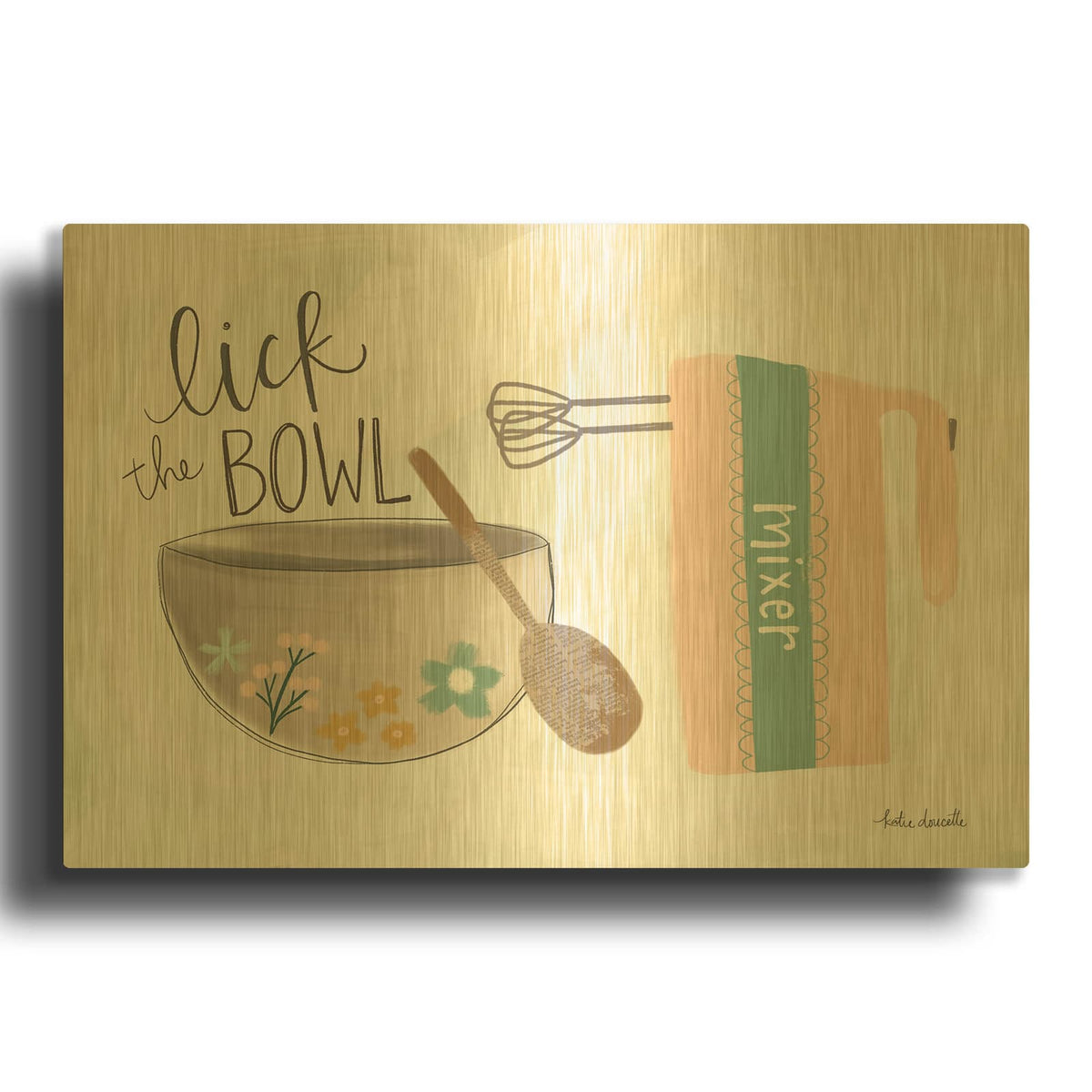 'Lick The Bowl' By Katie Doucette Gold Metal Wall Art