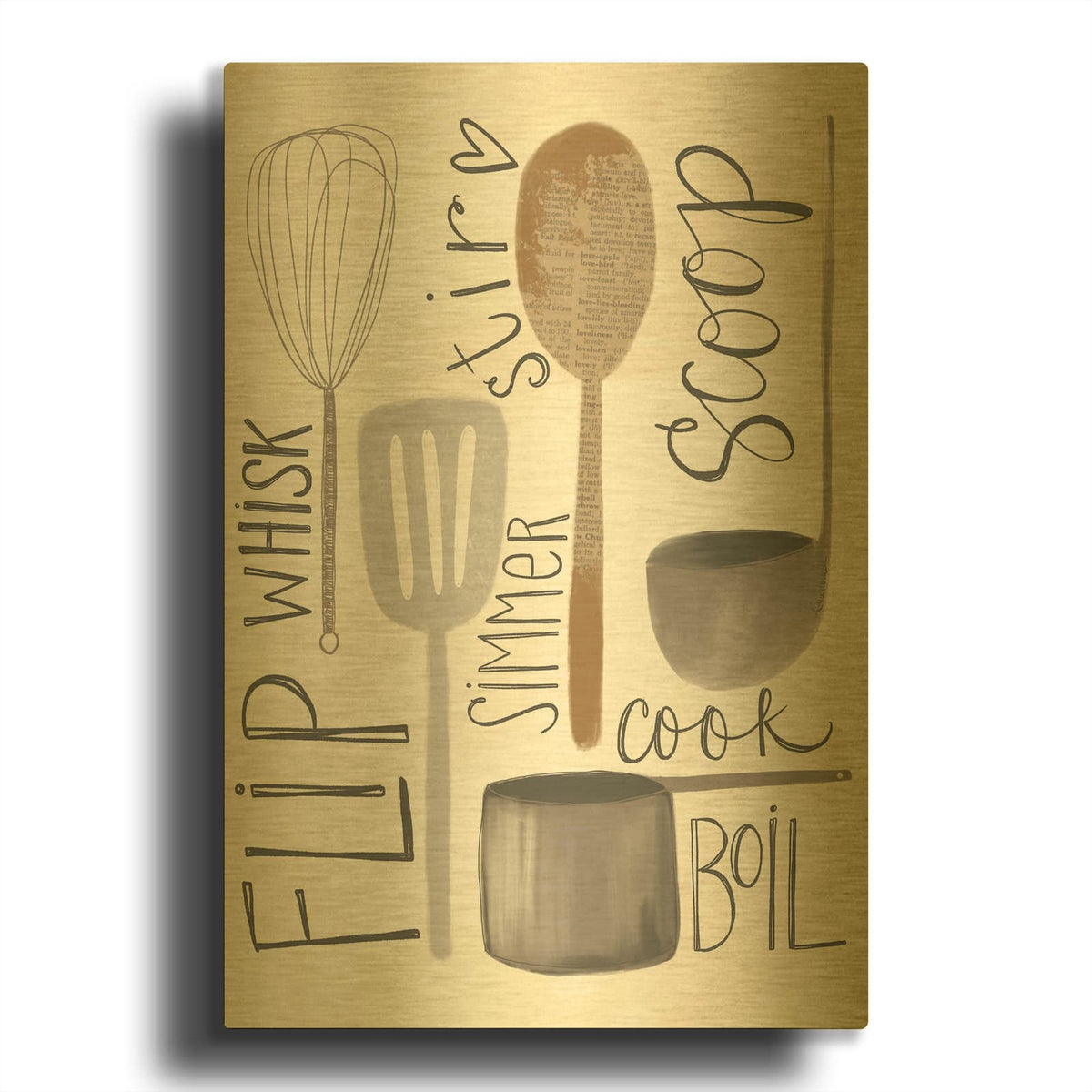'Kitchen Words' By Katie Doucette Gold Metal Wall Art