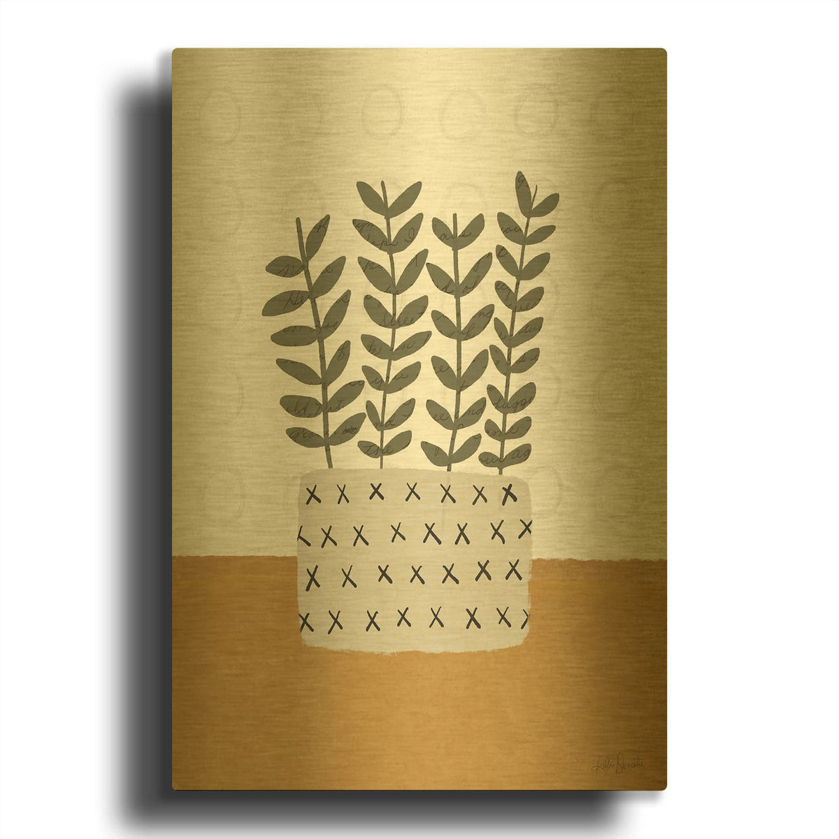 'House Plant 1' By Katie Doucette Gold Metal Wall Art