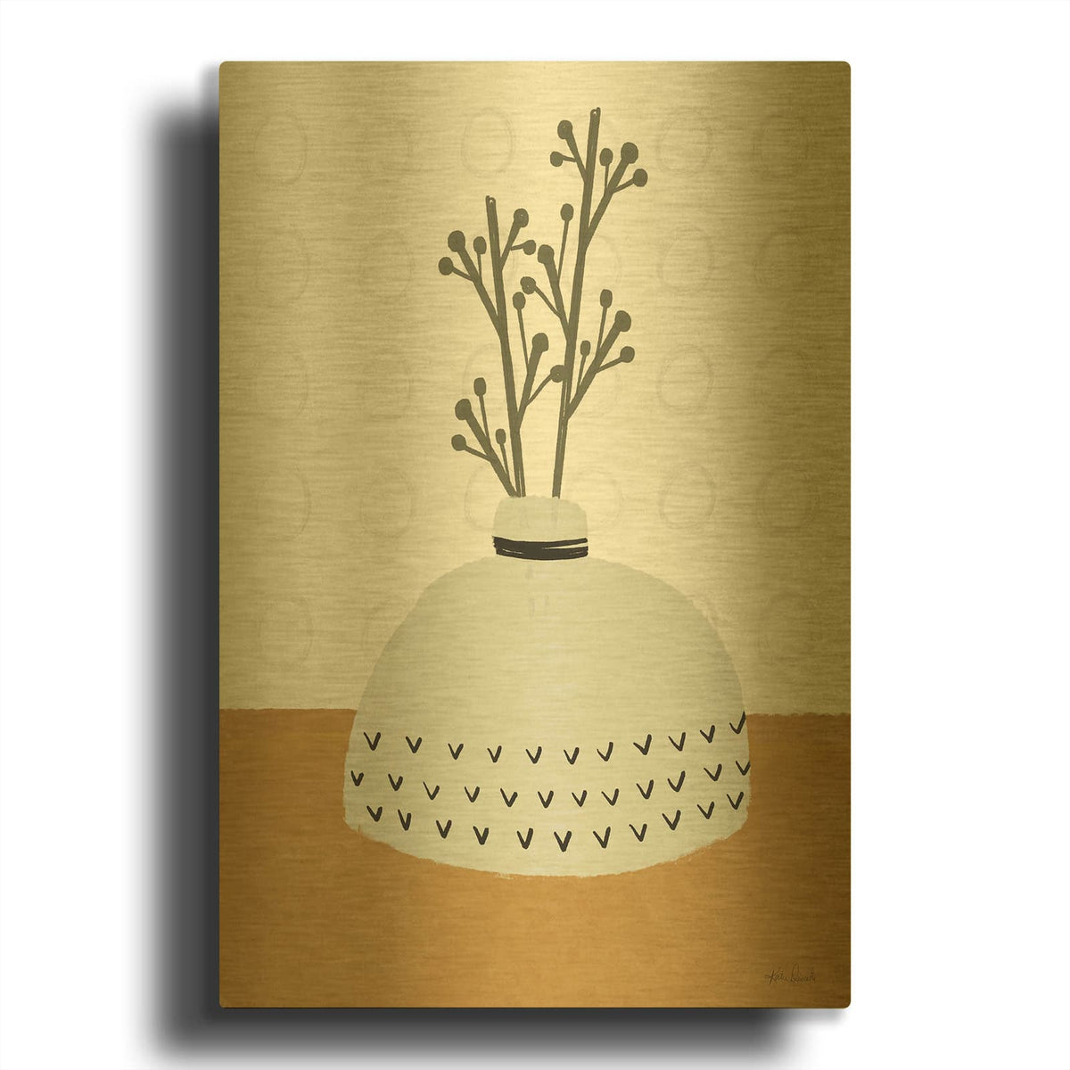 'House Plant 3' By Katie Doucette Gold Metal Wall Art