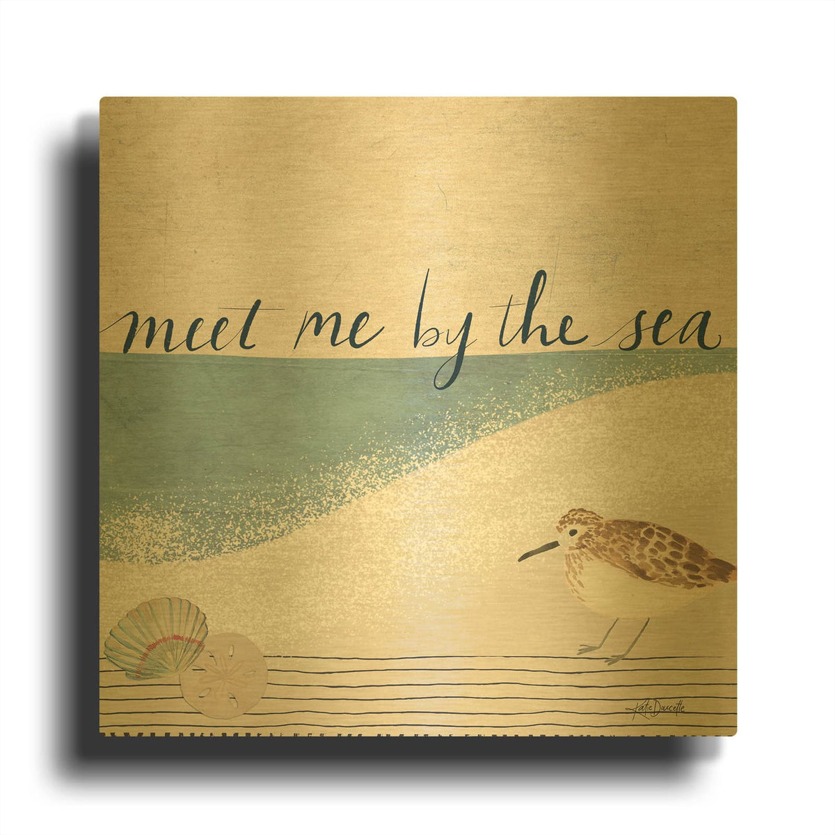 'Meet Me By The Sea' By Katie Doucette Gold Metal Wall Art