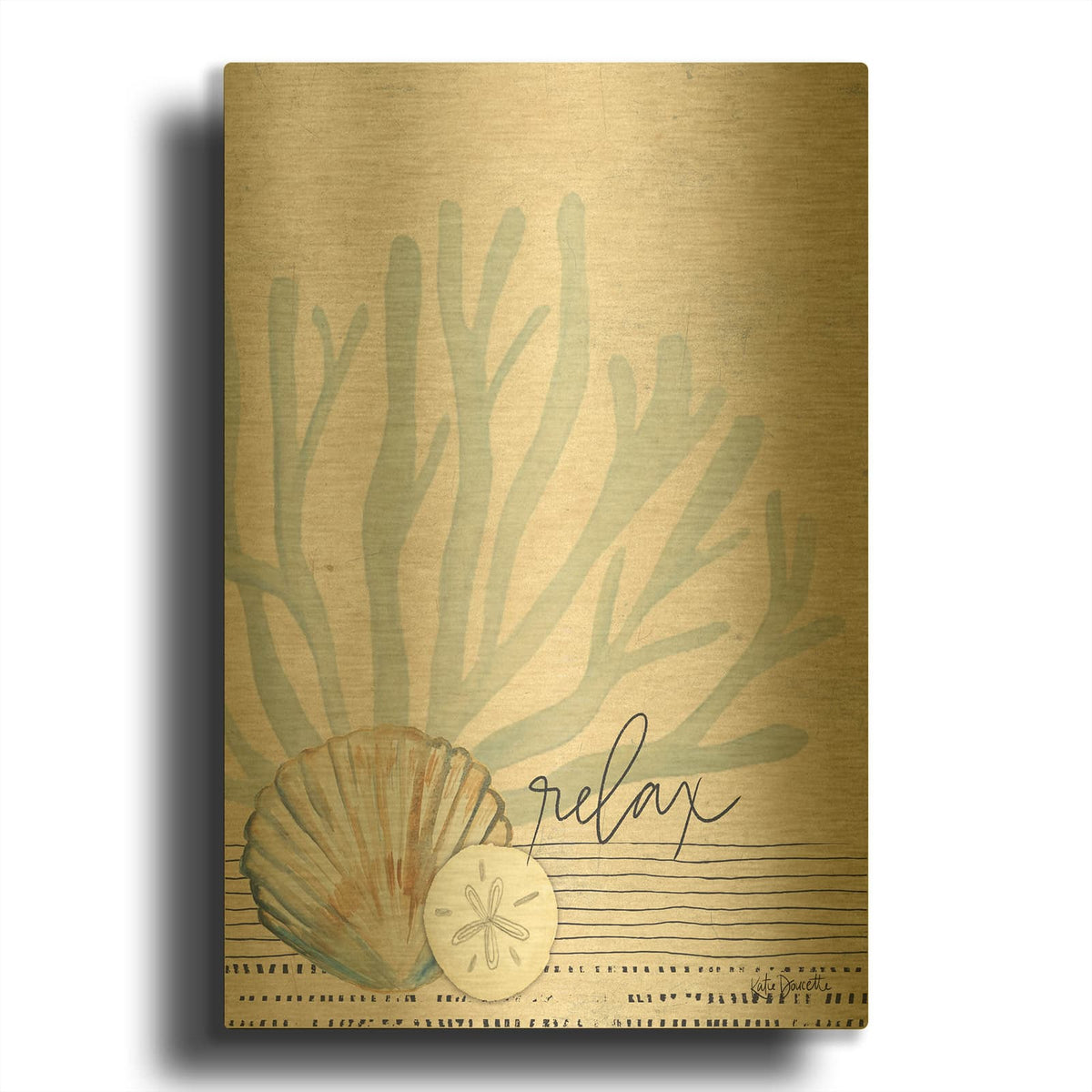 'Relax' By Katie Doucette Gold Metal Wall Art
