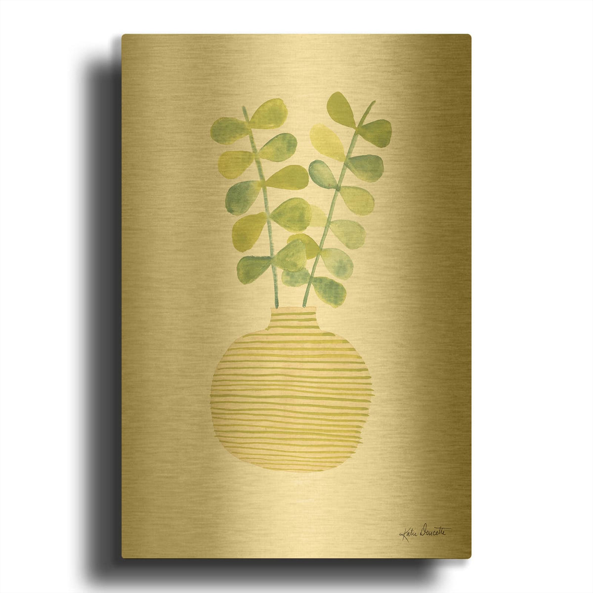 'Watercolor Succulent' By Katie Doucette Gold Metal Wall Art