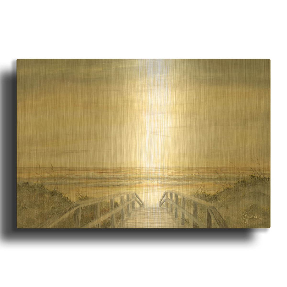 'Walkway To The Sunset' By Georgia Janisse Gold Metal Wall Art