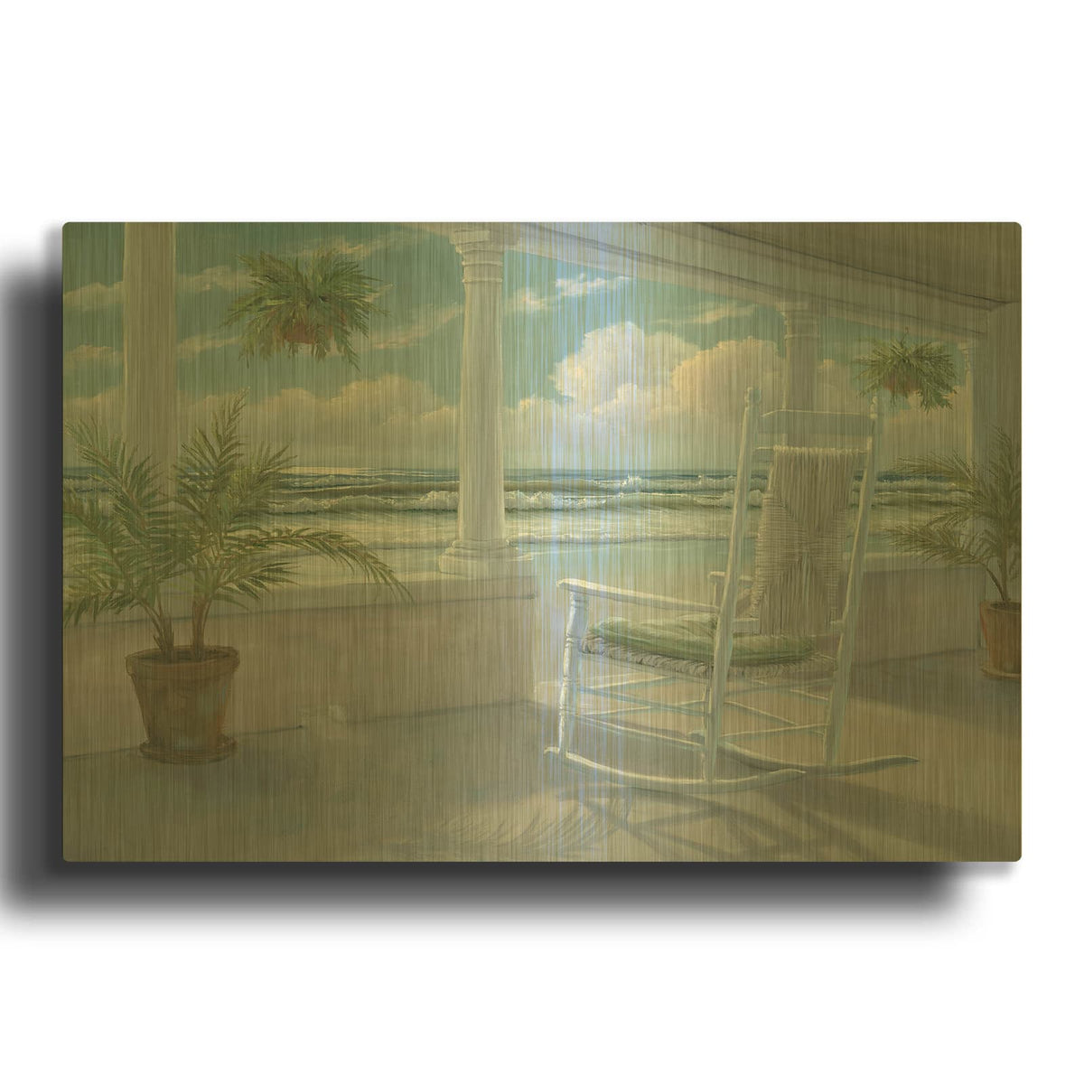 'Coastal Porch 1' By Georgia Janisse Gold Metal Wall Art