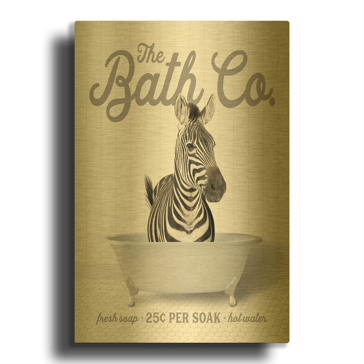'Zebra 25 Cents Per Soak' By Lettered Gold Metal Wall Art
