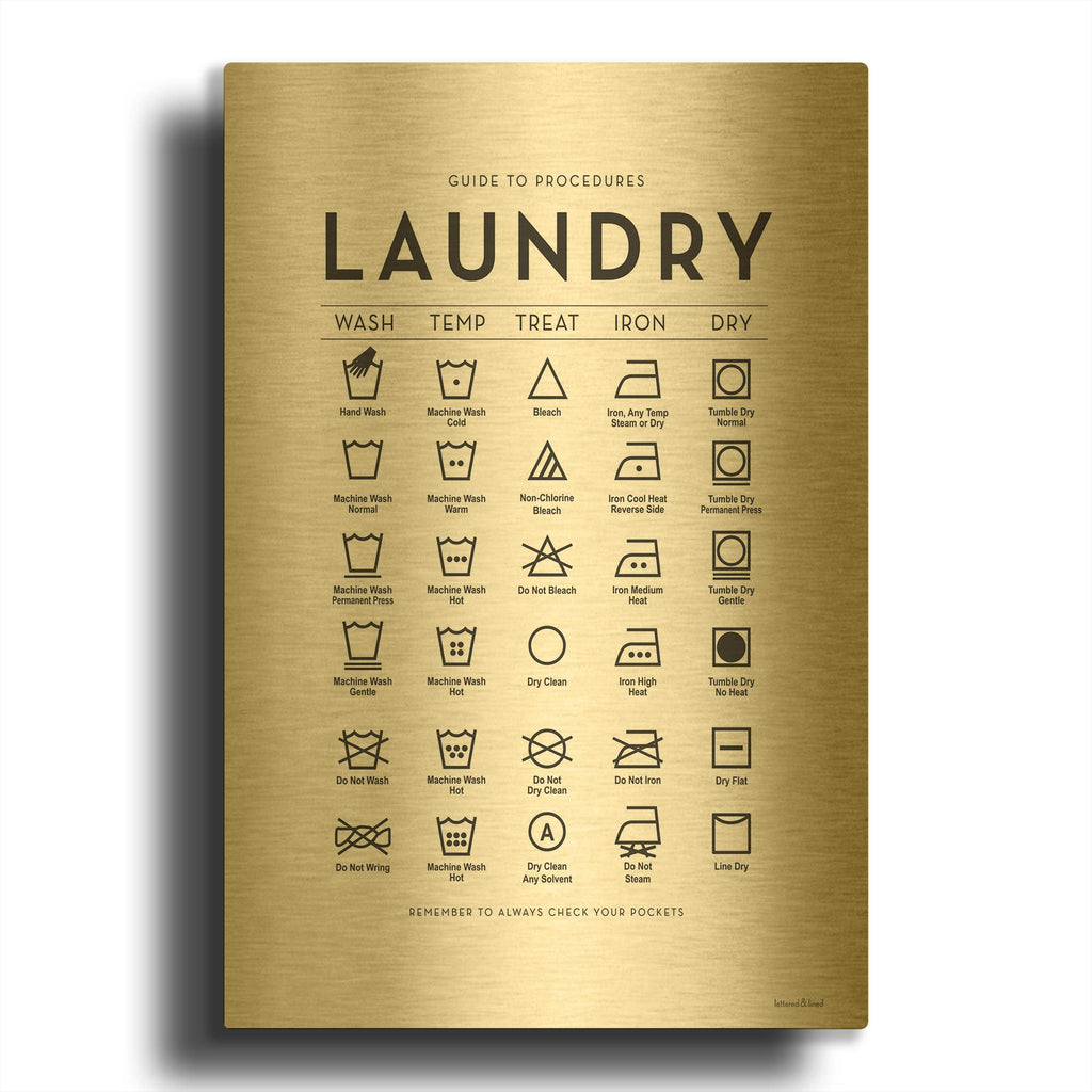 'Laundry Procedures' By Lettered Gold Metal Wall Art