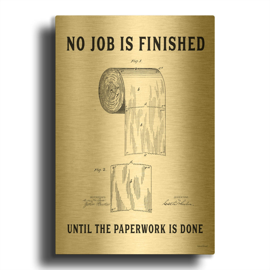 'Bathroom Paperwork' By Lettered Gold Metal Wall Art