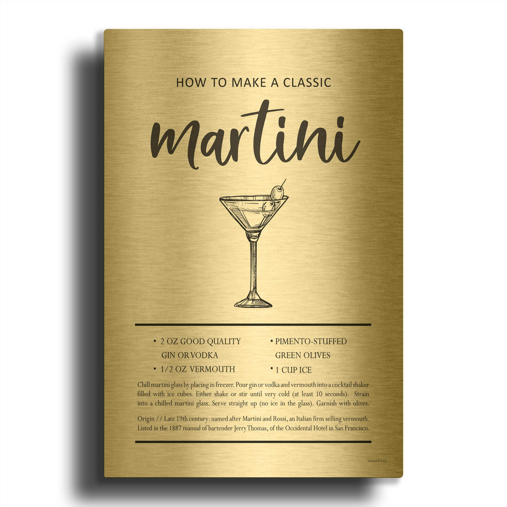 'Martini' By Lettered Gold Metal Wall Art