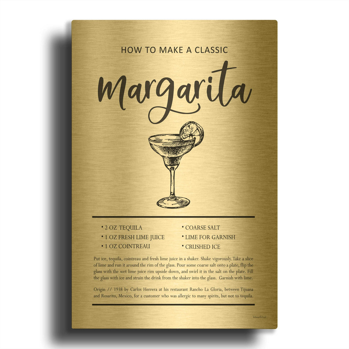 'Margarita' By Lettered Gold Metal Wall Art