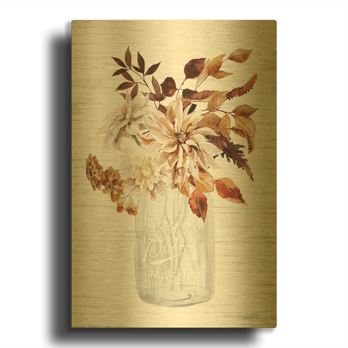 'Autumn Floral 1' By Lettered Gold Metal Wall Art