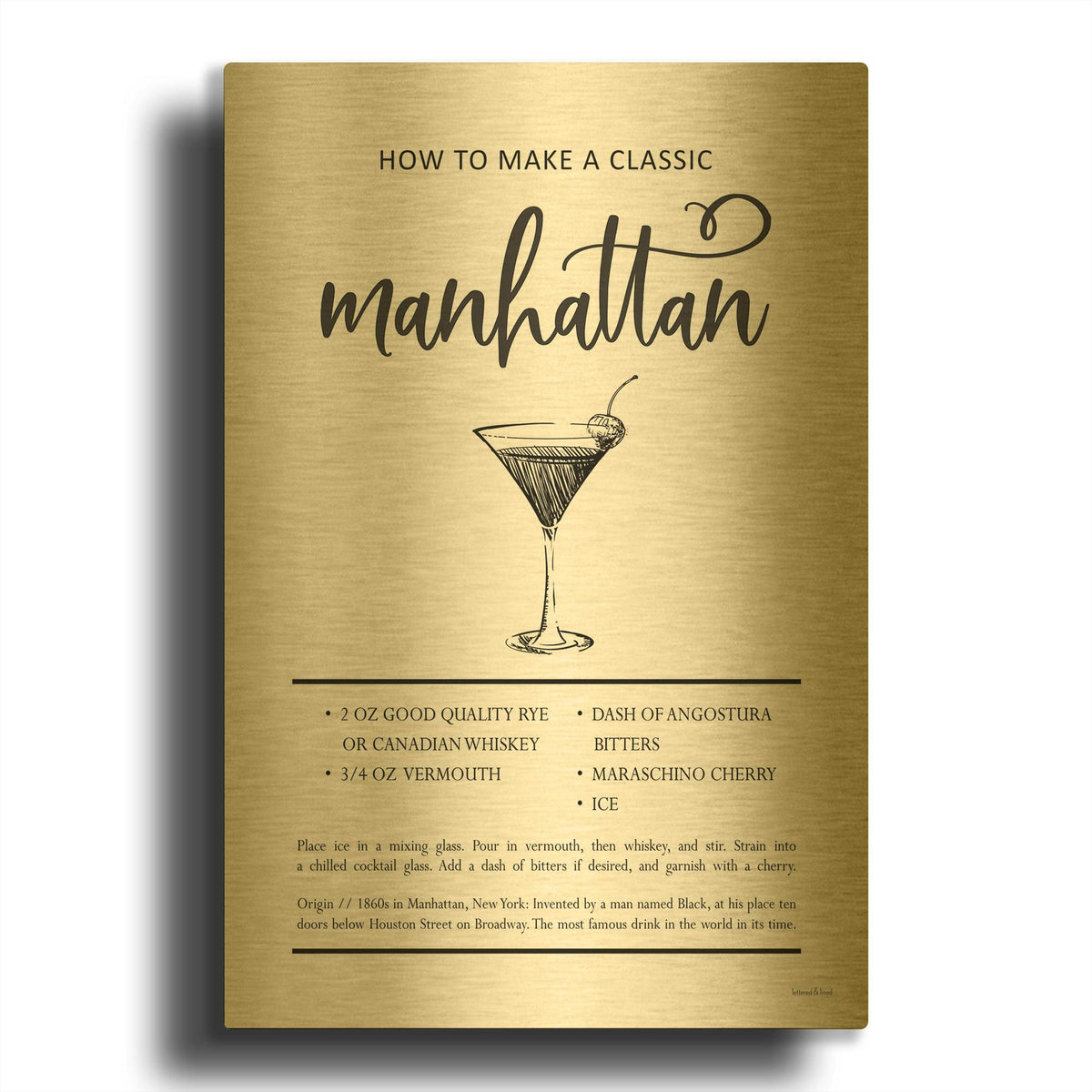 'Manhattan' By Lettered Gold Metal Wall Art