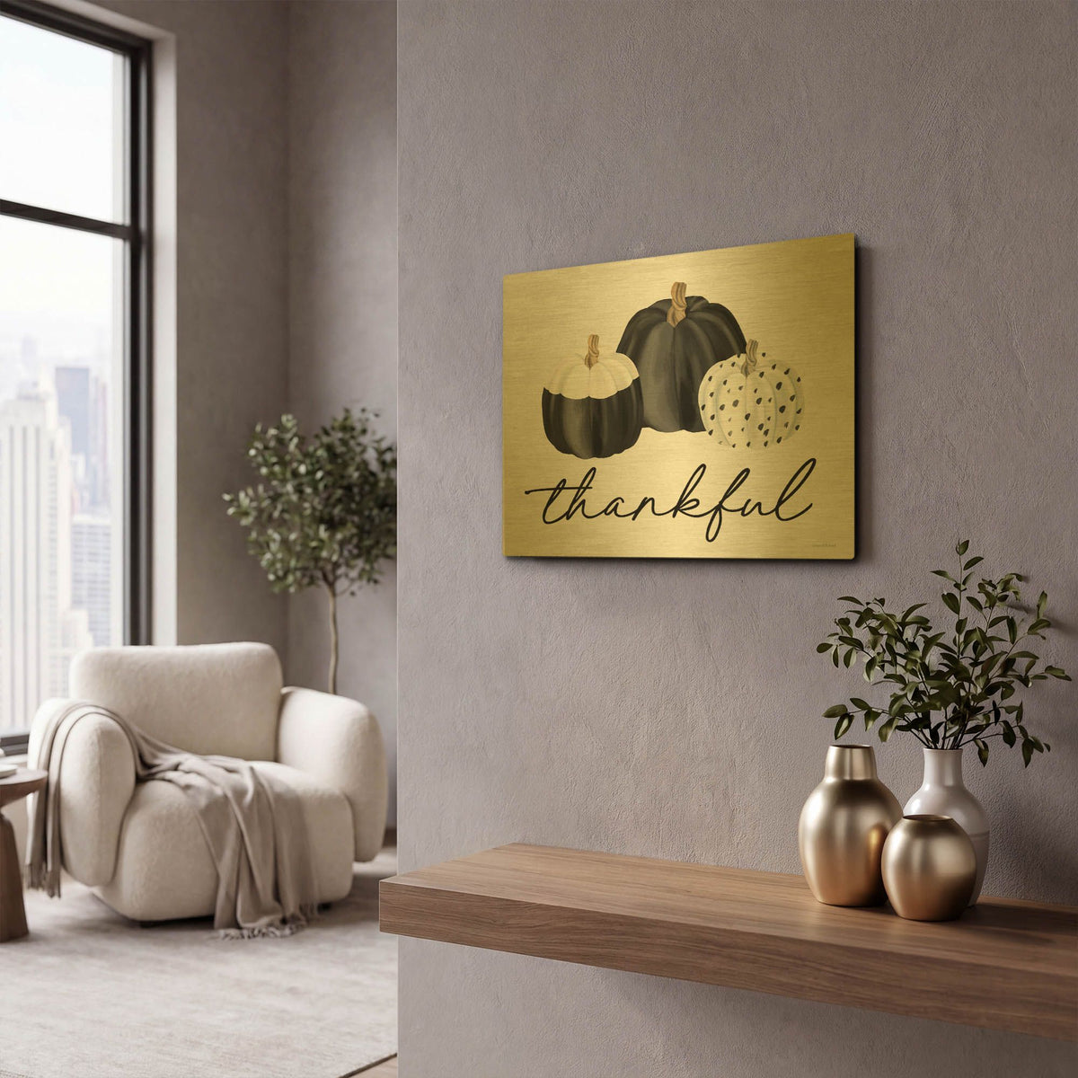 'Thankful' By Lettered Gold Metal Wall Art
