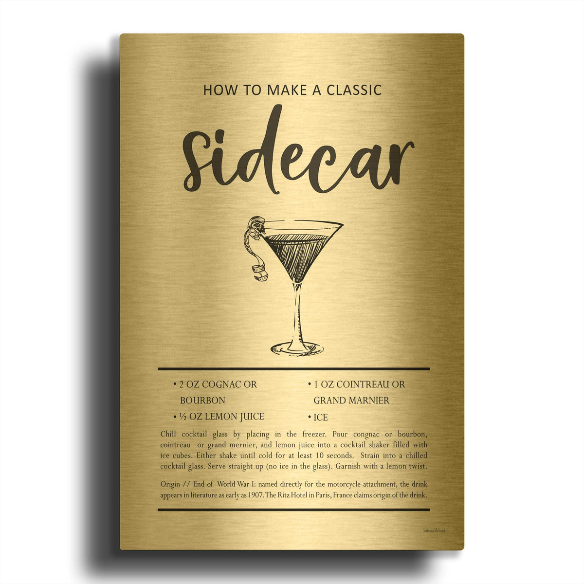 'Sidecar' By Lettered Gold Metal Wall Art
